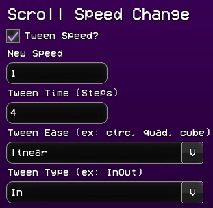 Properties of the Scroll Speed Change event
